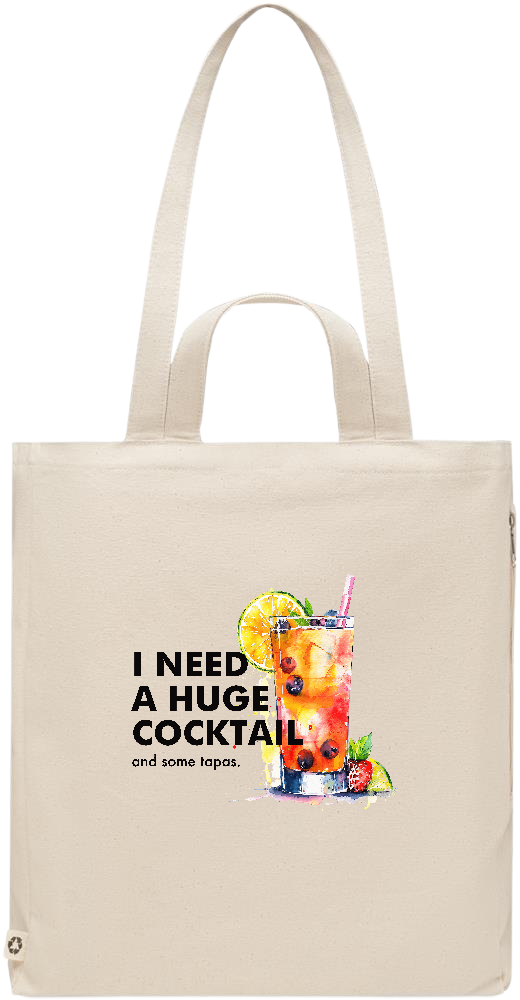 A Huge Cocktail Design - Premium recycled polycotton beach bag_BEIGE_front