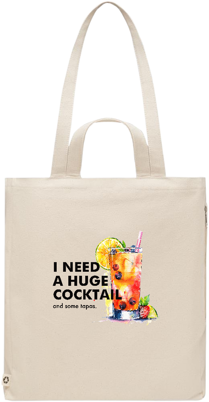 A Huge Cocktail Design - Premium recycled polycotton beach bag_BEIGE_front