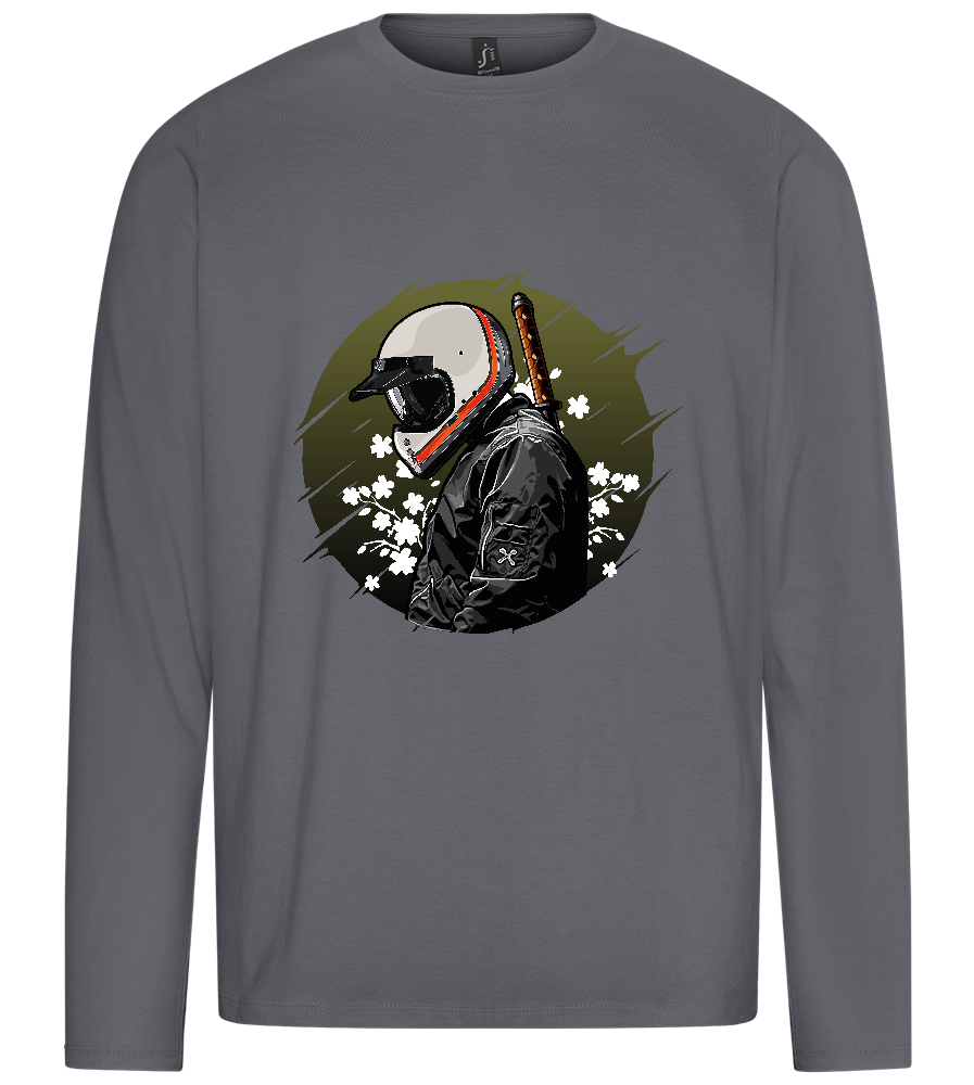 Samurai Bike Design - Premium men's long sleeve t-shirt_MOUSE GREY_front