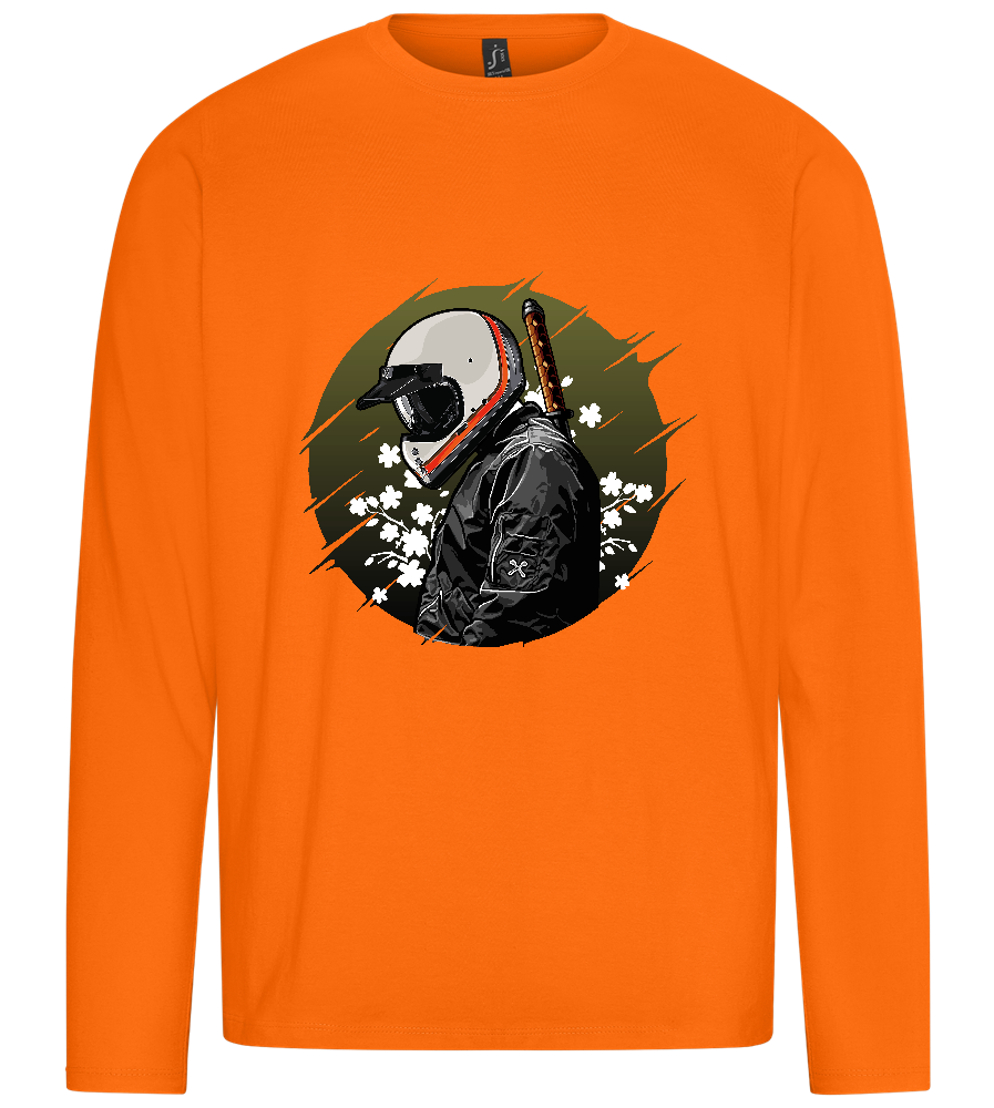 Samurai Bike Design - Premium men's long sleeve t-shirt_ORANGE_front