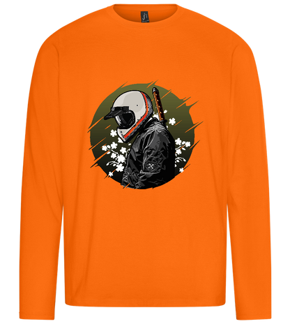 Samurai Bike Design - Premium men's long sleeve t-shirt_ORANGE_front