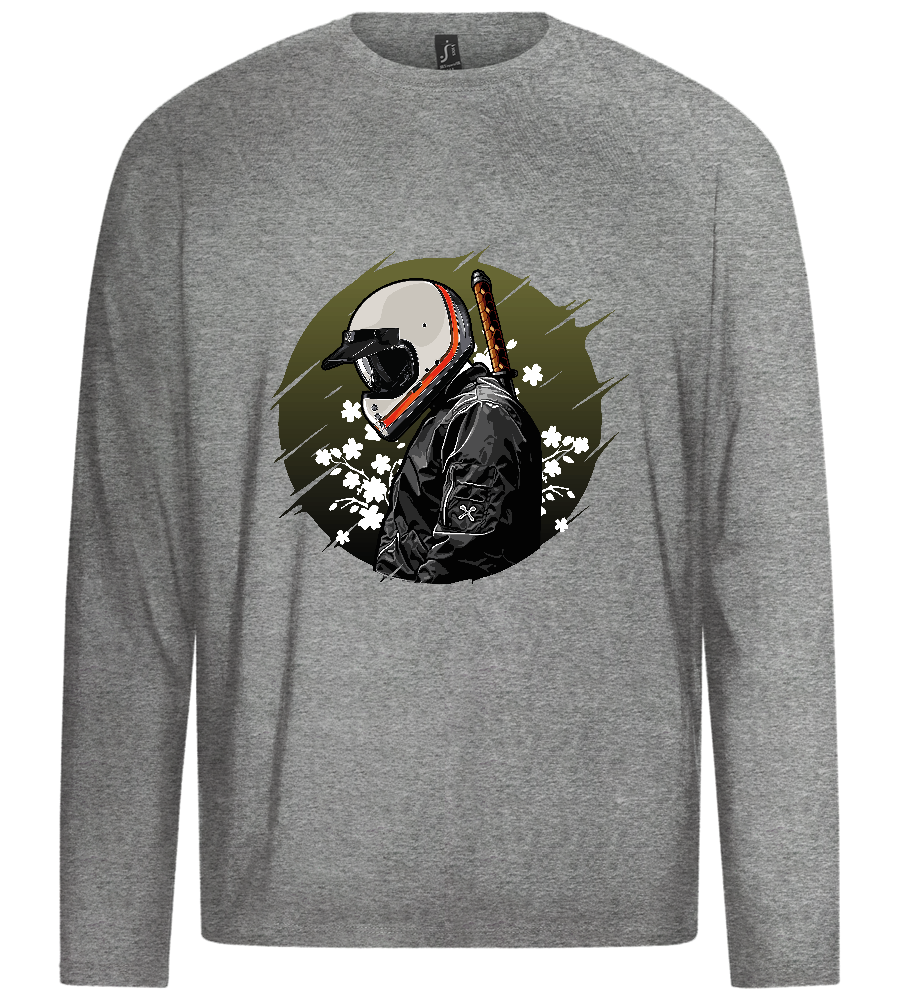 Samurai Bike Design - Premium men's long sleeve t-shirt_ORION GREY_front