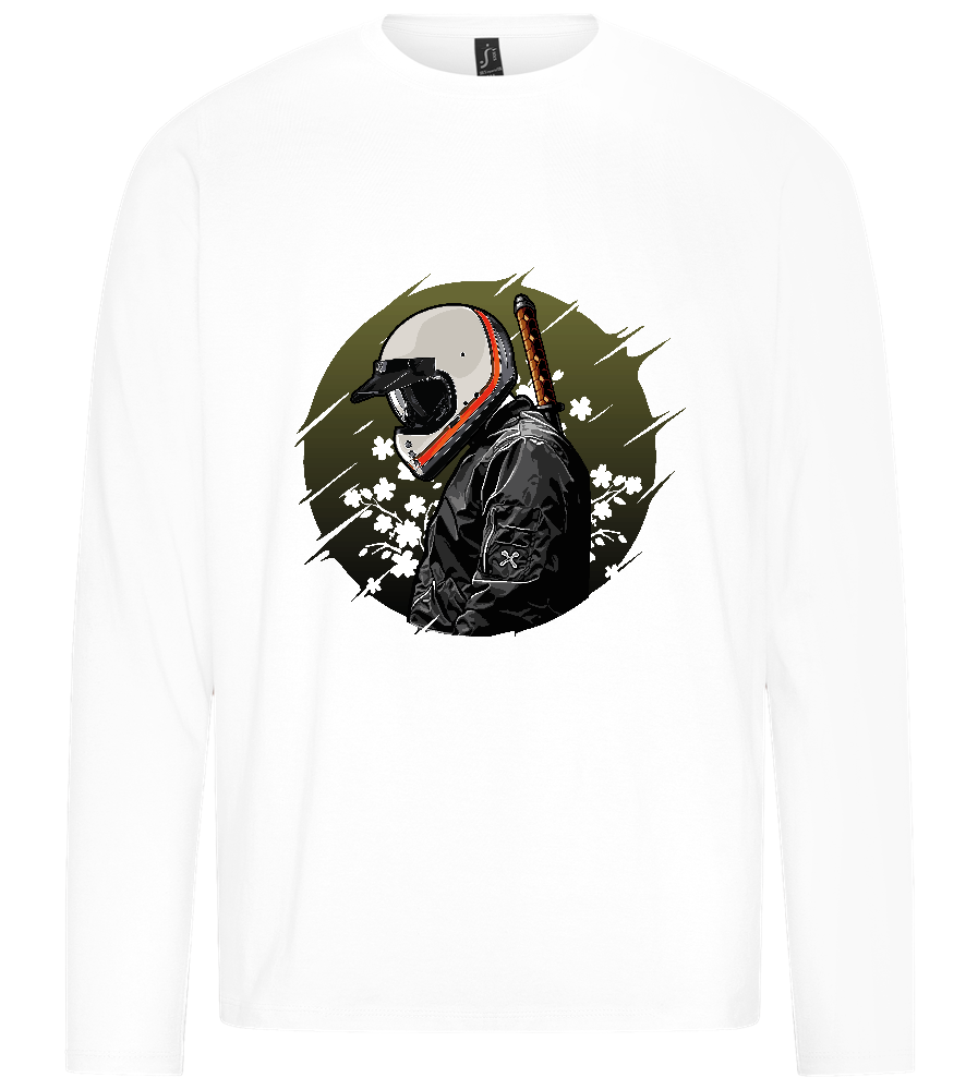 Samurai Bike Design - Premium men's long sleeve t-shirt_WHITE_front