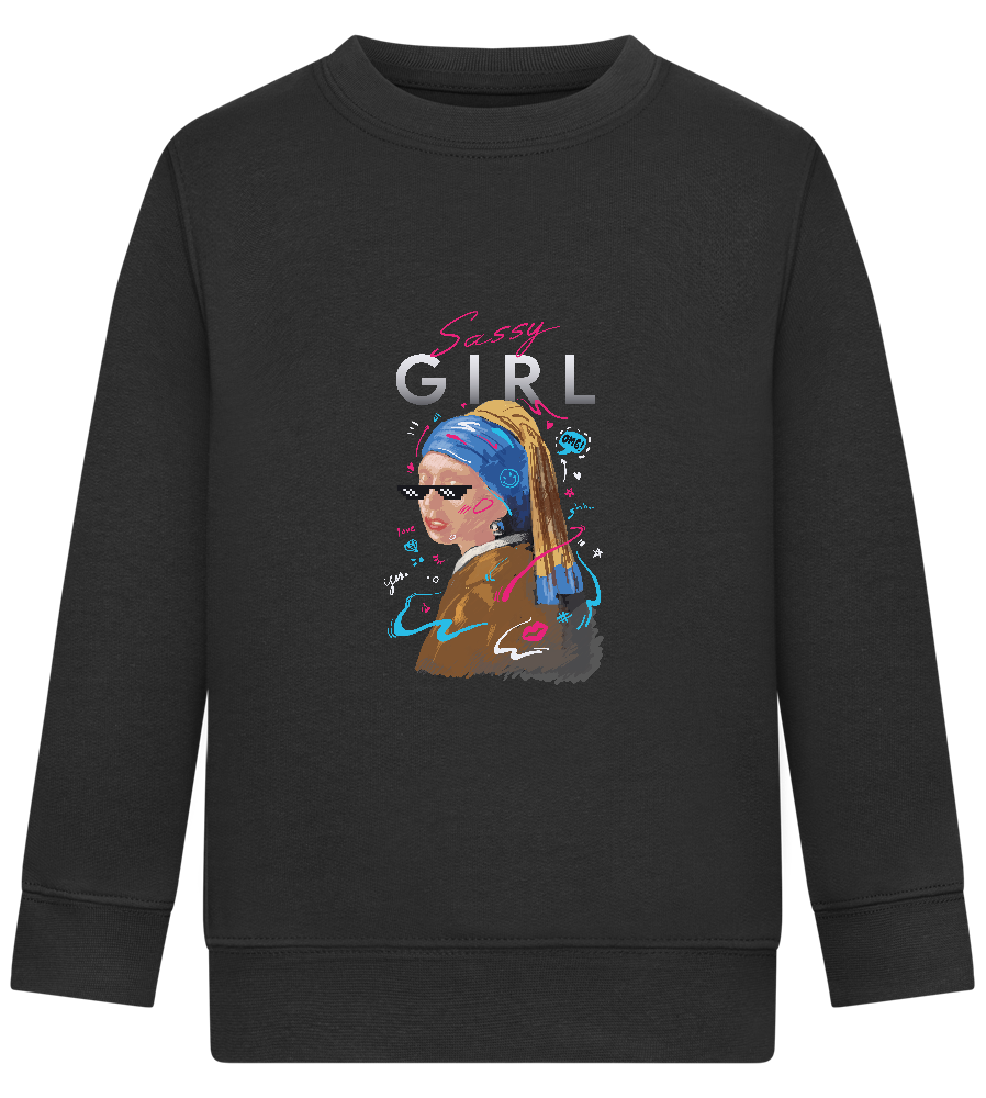 The Sassy Girl Design - Comfort Kids Sweater_BLACK_front