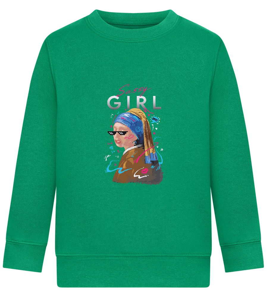 The Sassy Girl Design - Comfort Kids Sweater_MEADOW GREEN_front