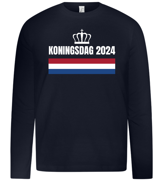 Kingsday Flag Design - Premium kids long sleeve t-shirt_FRENCH NAVY_front