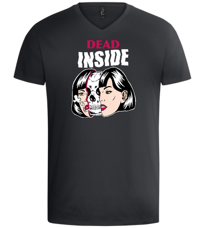 Dead Inside Skull Design - Basic men's v-neck t-shirt_DARK GRAY_front