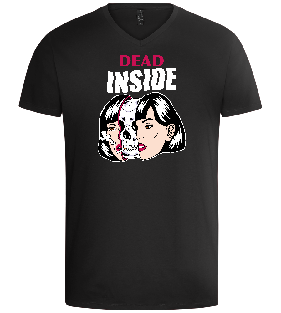 Dead Inside Skull Design - Basic men's v-neck t-shirt_DEEP BLACK_front