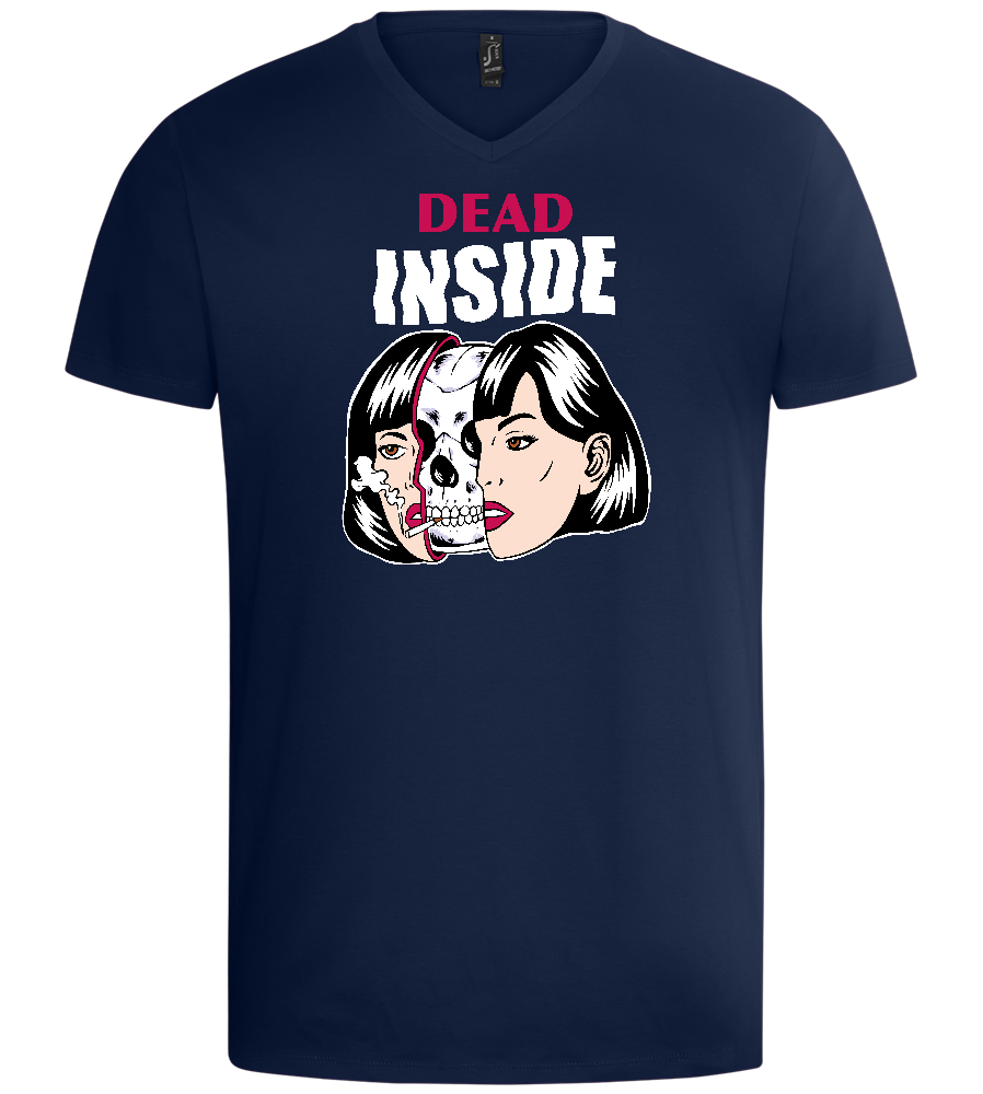 Dead Inside Skull Design - Basic men's v-neck t-shirt_MARINE_front