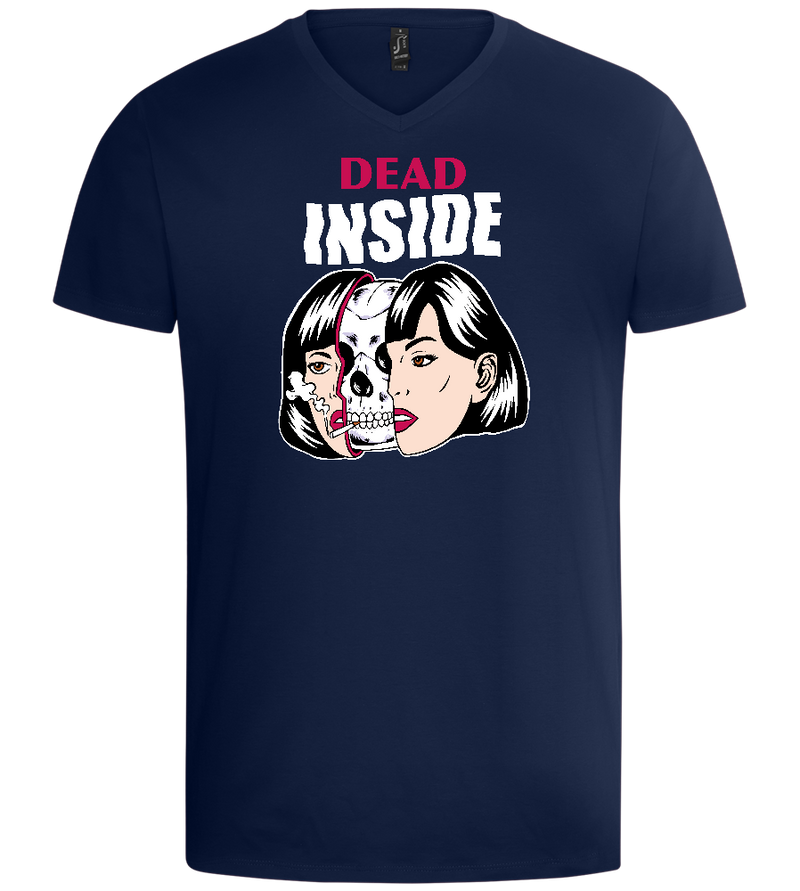 Dead Inside Skull Design - Basic men's v-neck t-shirt_MARINE_front