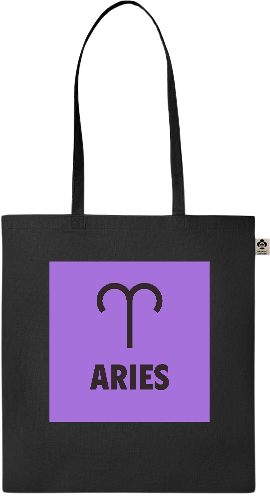 Zodiac Aries Design - Essential colored organic cotton tote bag_BLACK_front