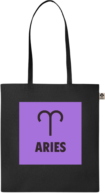 Zodiac Aries Design - Essential colored organic cotton tote bag_BLACK_front