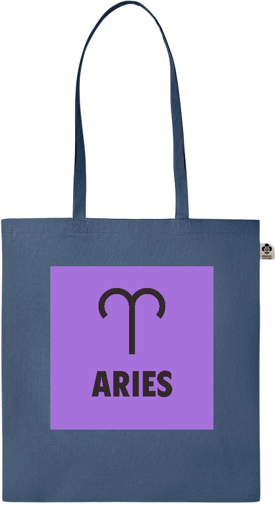 Zodiac Aries Design - Essential colored organic cotton tote bag_BLUE_front