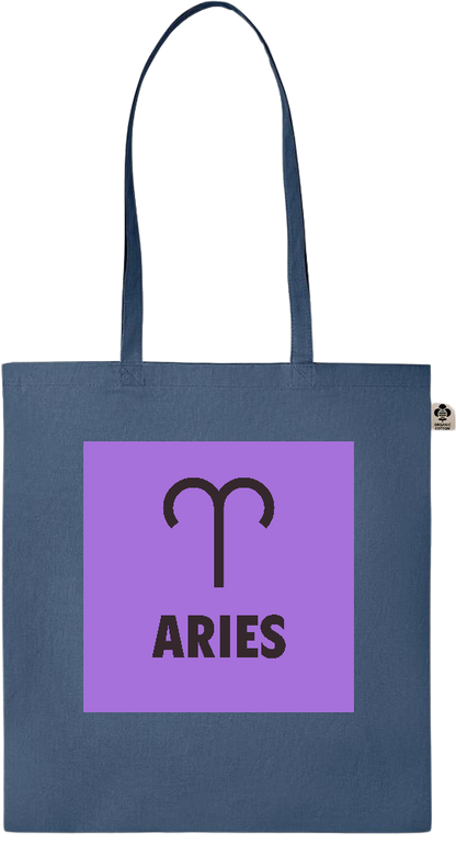 Zodiac Aries Design - Essential colored organic cotton tote bag_BLUE_front