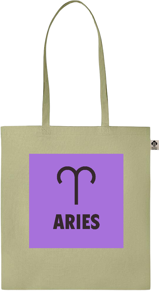 Zodiac Aries Design - Essential colored organic cotton tote bag_GREEN_front