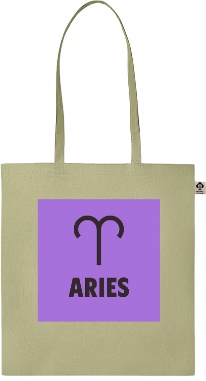 Zodiac Aries Design - Essential colored organic cotton tote bag_GREEN_front