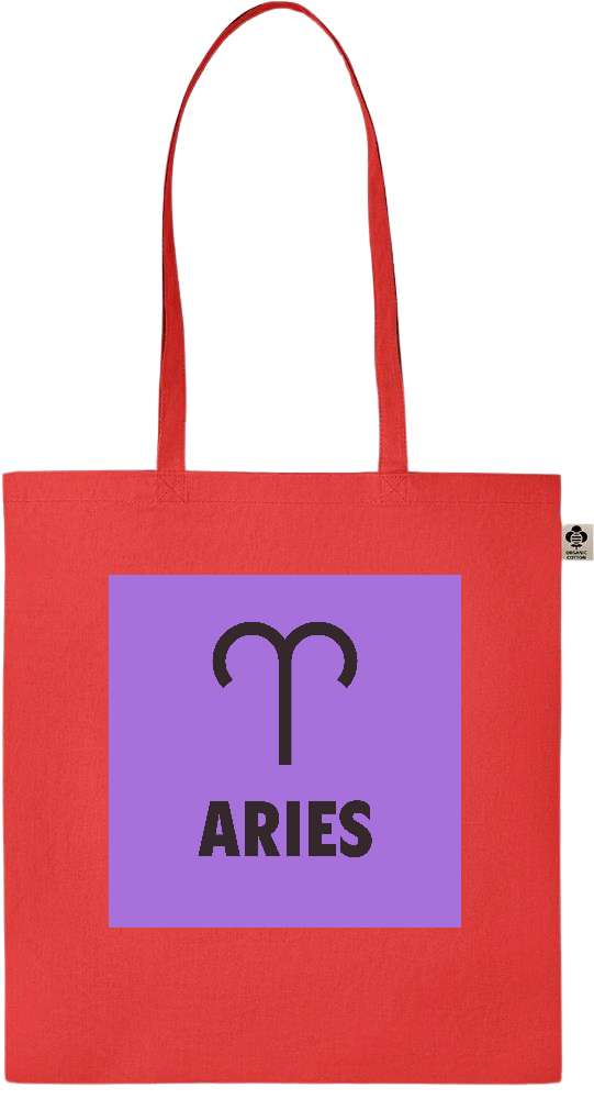 Zodiac Aries Design - Essential colored organic cotton tote bag_RED_front