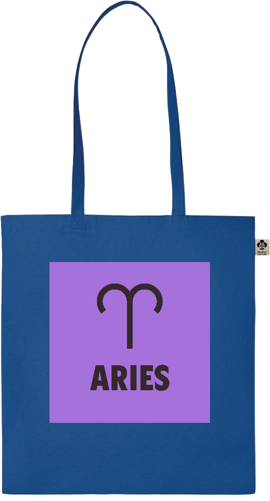 Zodiac Aries Design - Essential colored organic cotton tote bag_ROYAL BLUE_front