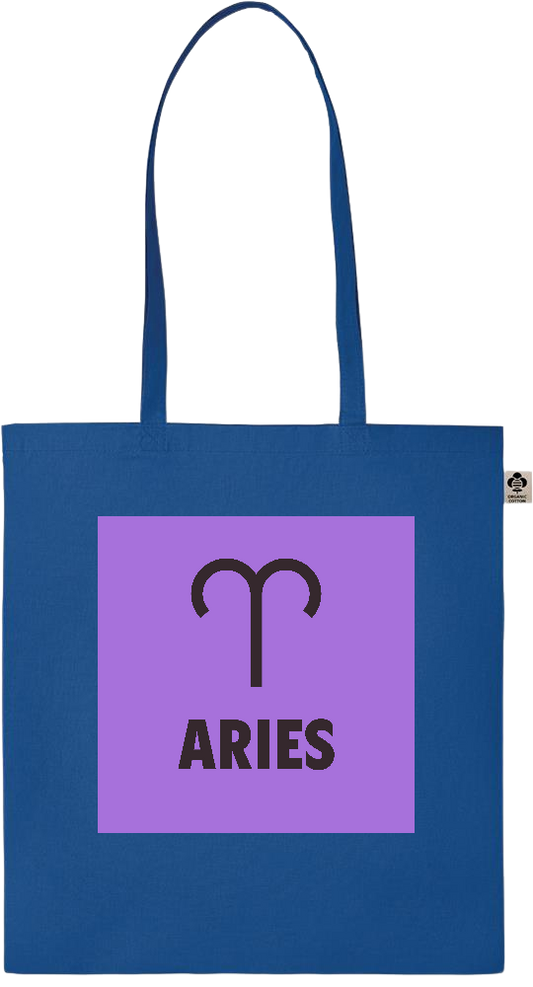 Zodiac Aries Design - Essential colored organic cotton tote bag_ROYAL BLUE_front