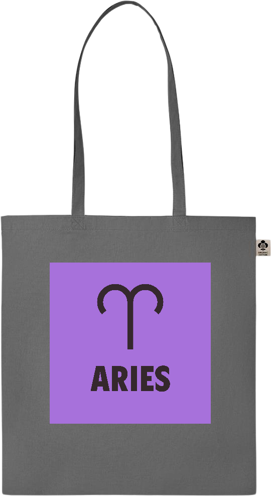 Zodiac Aries Design - Essential colored organic cotton tote bag_STONE GREY_front