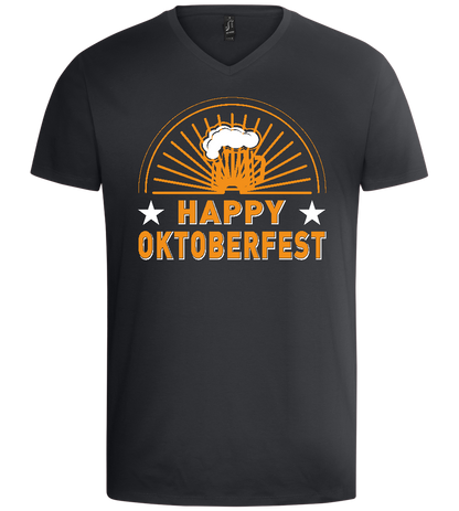 Happy Oktoberfest Design - Basic men's v-neck t-shirt_DARK GRAY_front