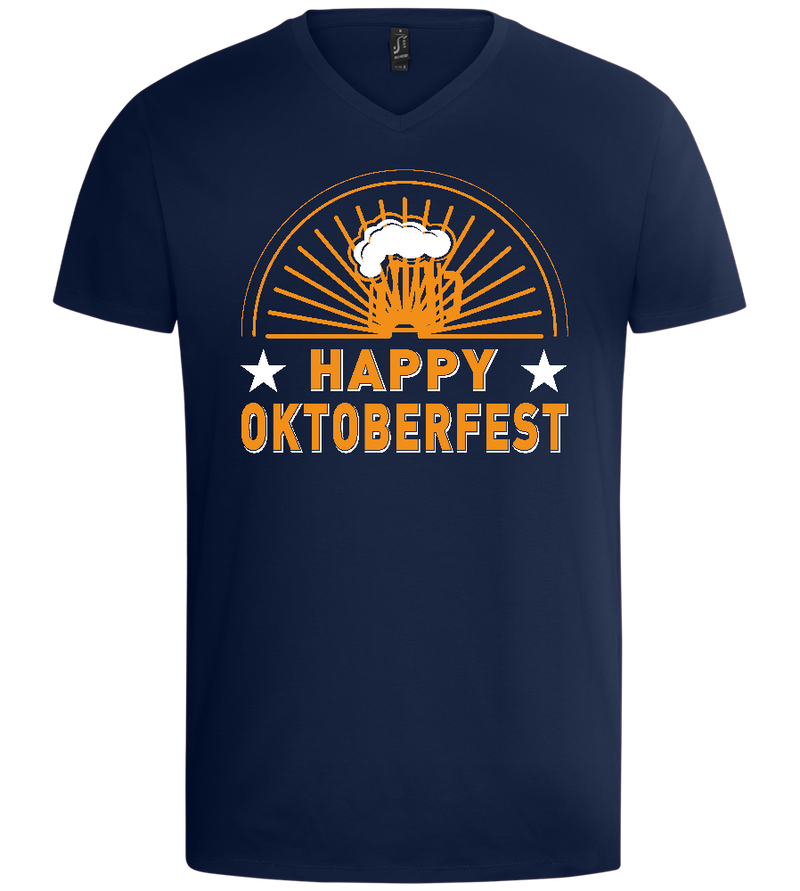 Happy Oktoberfest Design - Basic men's v-neck t-shirt_MARINE_front