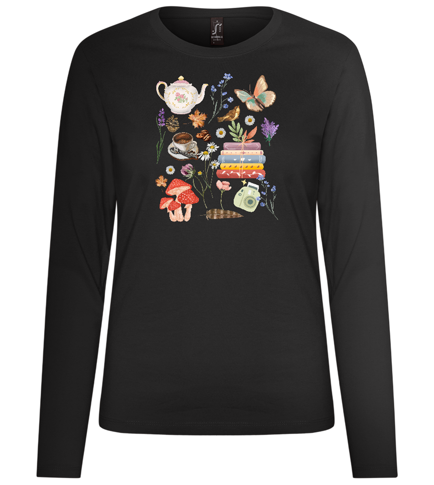 Autumn Vibes Design - Premium Women´s long sleeve t-shirt_DEEP BLACK_front