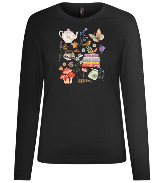 Autumn Vibes Design - Premium Women´s long sleeve t-shirt_DEEP BLACK_front