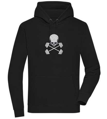 Skull and Dumbbells Design - Premium unisex hoodie_BLACK_front