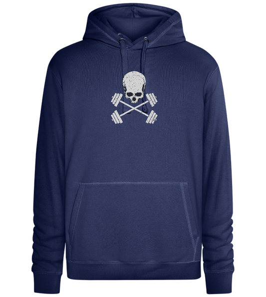 Skull and Dumbbells Design - Premium unisex hoodie_DENIM CHINA_front