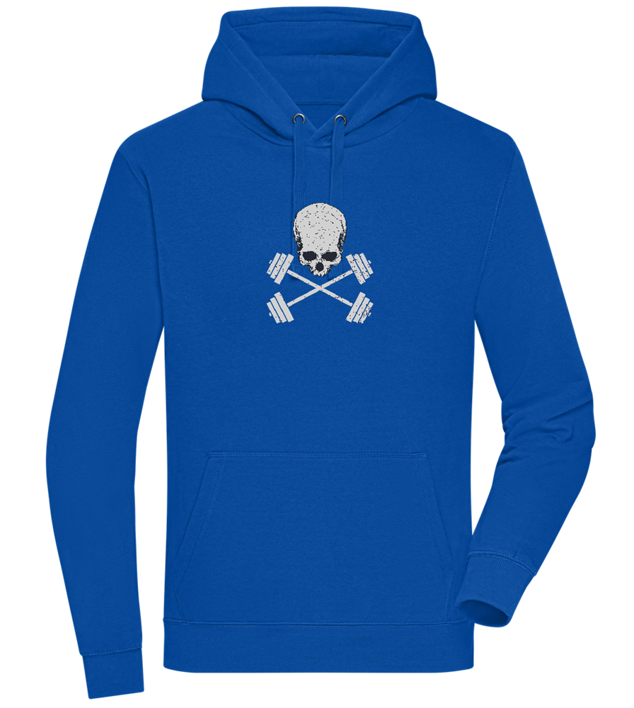 Skull and Dumbbells Design - Premium unisex hoodie_ROYAL_front