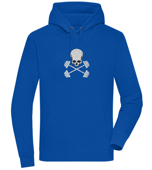 Skull and Dumbbells Design - Premium unisex hoodie_ROYAL_front