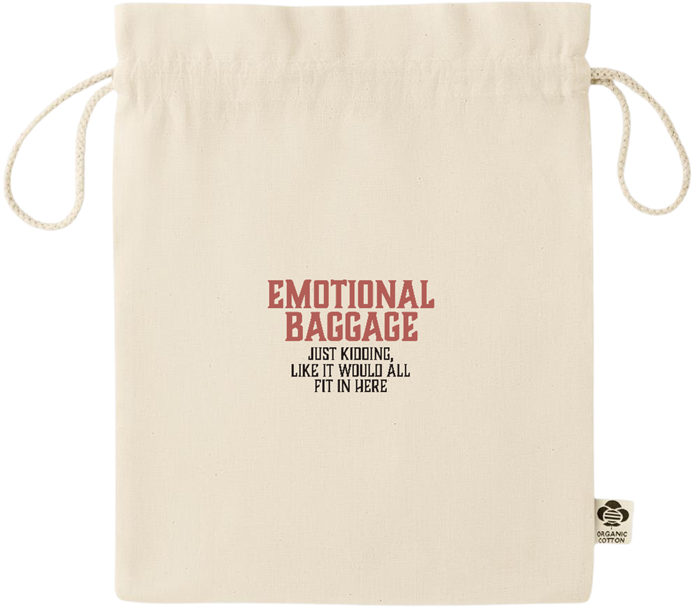 Emotional Baggage Design - Essential medium organic drawcord gift bag_BEIGE_front