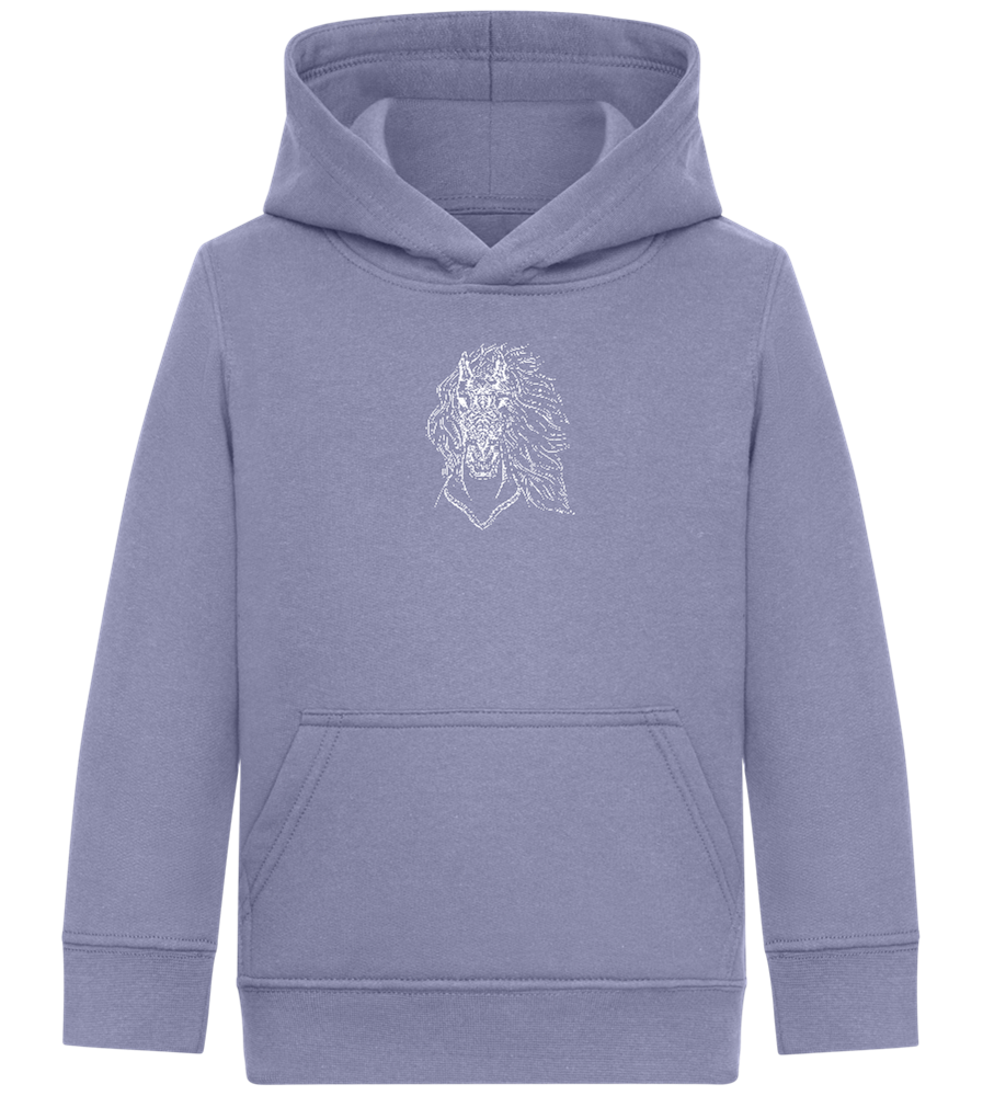 White Abstract Horsehead Design - Comfort Kids Hoodie_BLUE_front