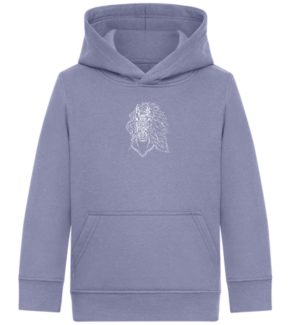 White Abstract Horsehead Design - Comfort Kids Hoodie_BLUE_front