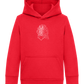 White Abstract Horsehead Design - Comfort Kids Hoodie_BRIGHT RED_front