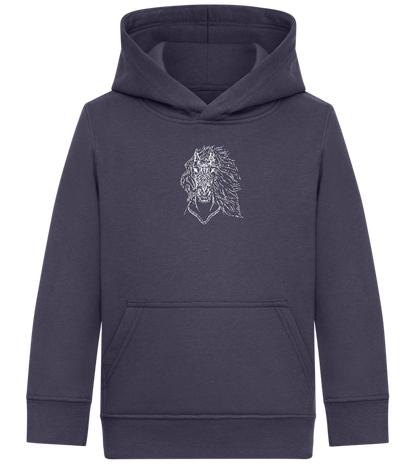 White Abstract Horsehead Design - Comfort Kids Hoodie_FRENCH NAVY_front