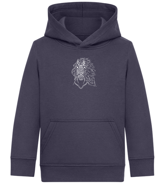 White Abstract Horsehead Design - Comfort Kids Hoodie_FRENCH NAVY_front