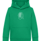 White Abstract Horsehead Design - Comfort Kids Hoodie_MEADOW GREEN_front