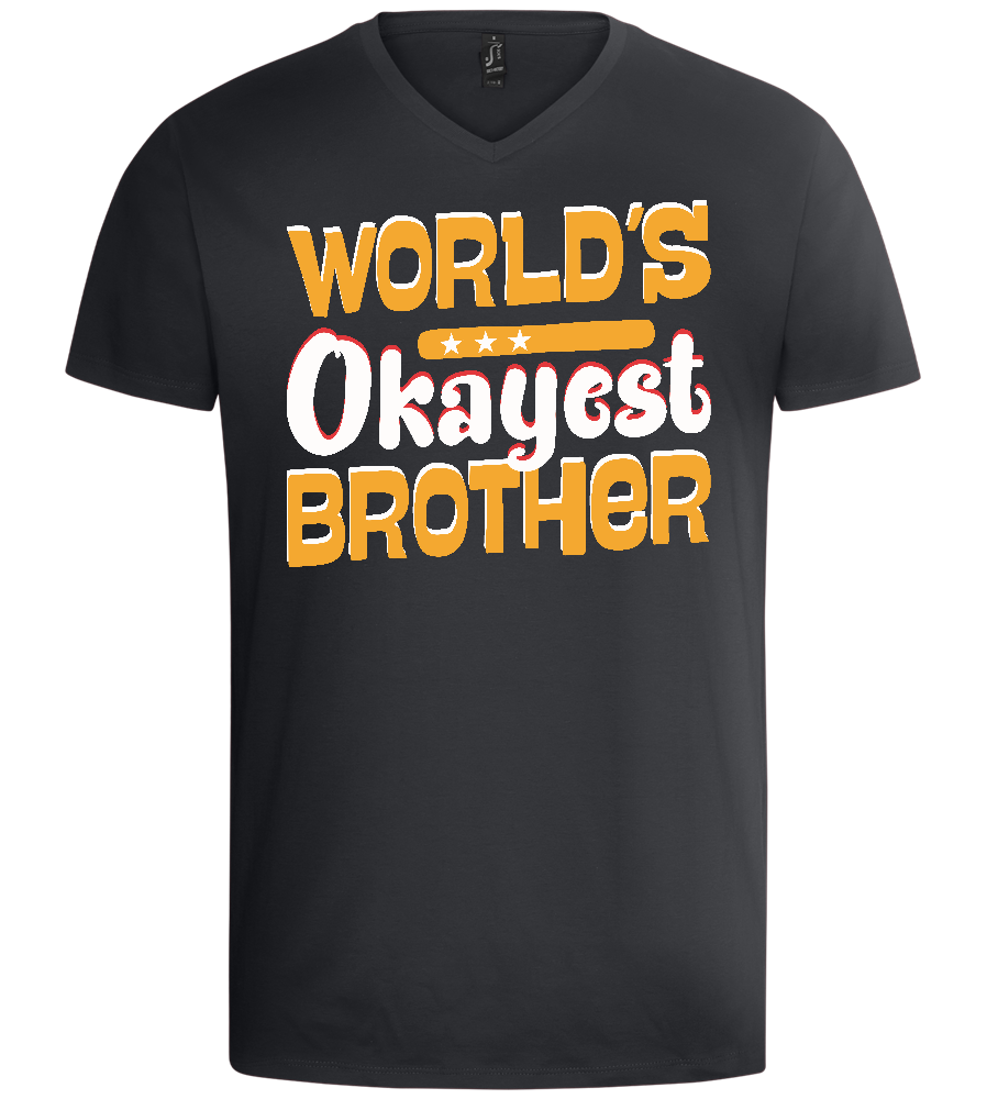 World's Okayest Brother Design - Basic men's v-neck t-shirt_DARK GRAY_front