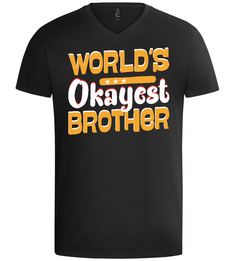 World's Okayest Brother Design - Basic men's v-neck t-shirt_DEEP BLACK_front