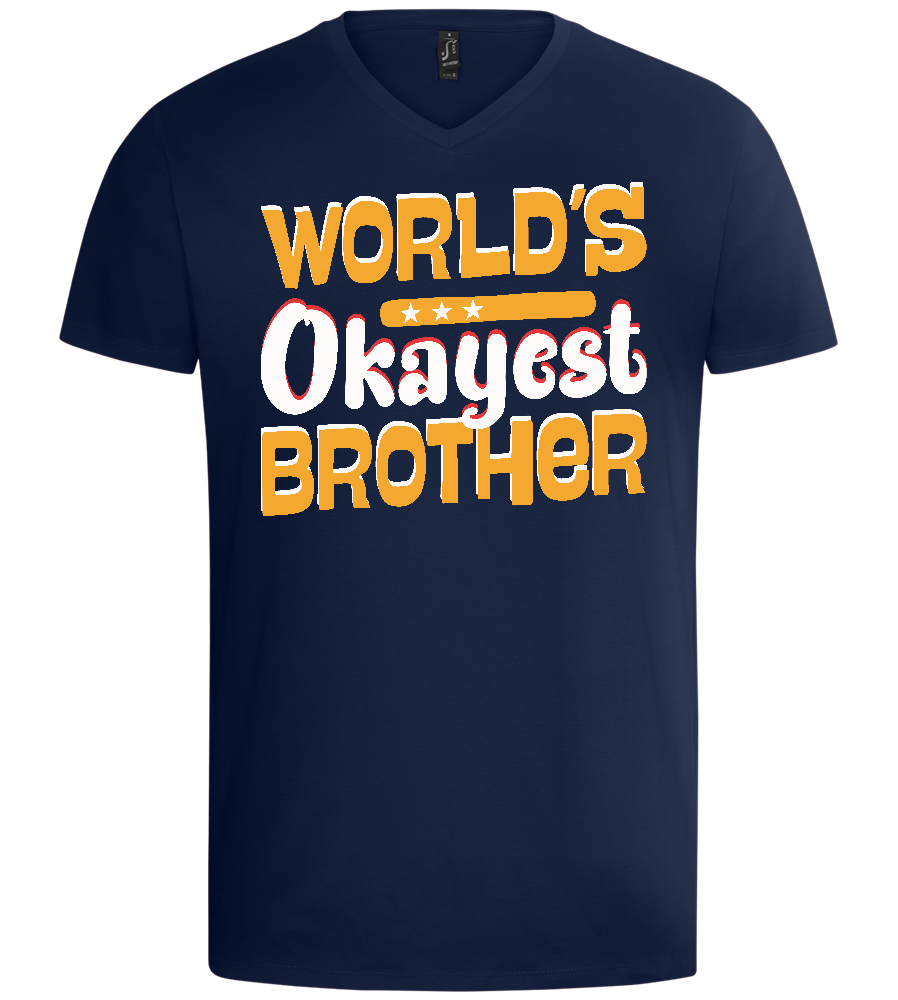 World's Okayest Brother Design - Basic men's v-neck t-shirt_MARINE_front