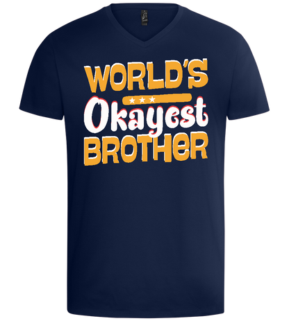 World's Okayest Brother Design - Basic men's v-neck t-shirt_MARINE_front