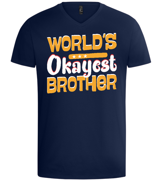 World's Okayest Brother Design - Basic men's v-neck t-shirt_MARINE_front