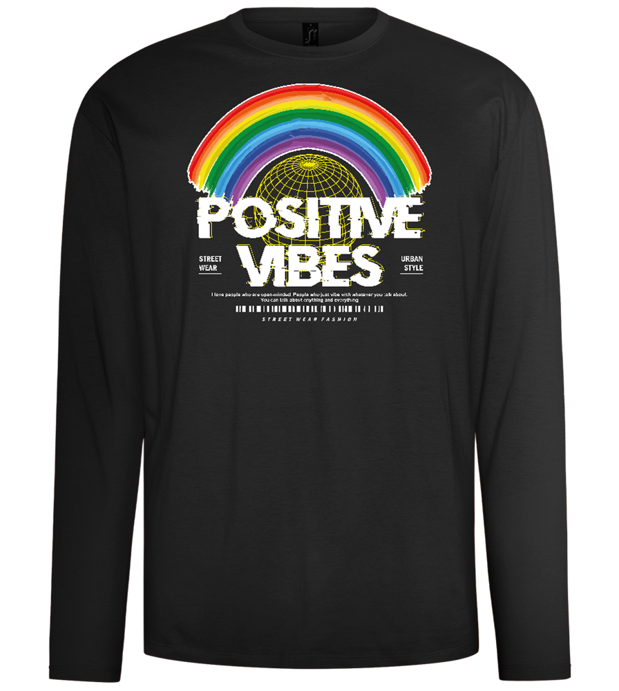 Positive Vibes Design - Comfort men's long sleeve t-shirt_DEEP BLACK_front