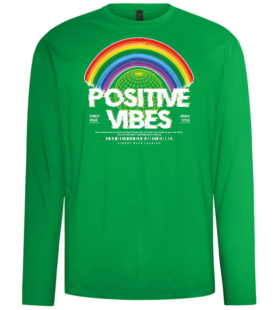 Positive Vibes Design - Comfort men's long sleeve t-shirt_MEADOW GREEN_front