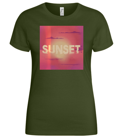 Sunset in Sea Design - Basic women's t-shirt_ARMY_front