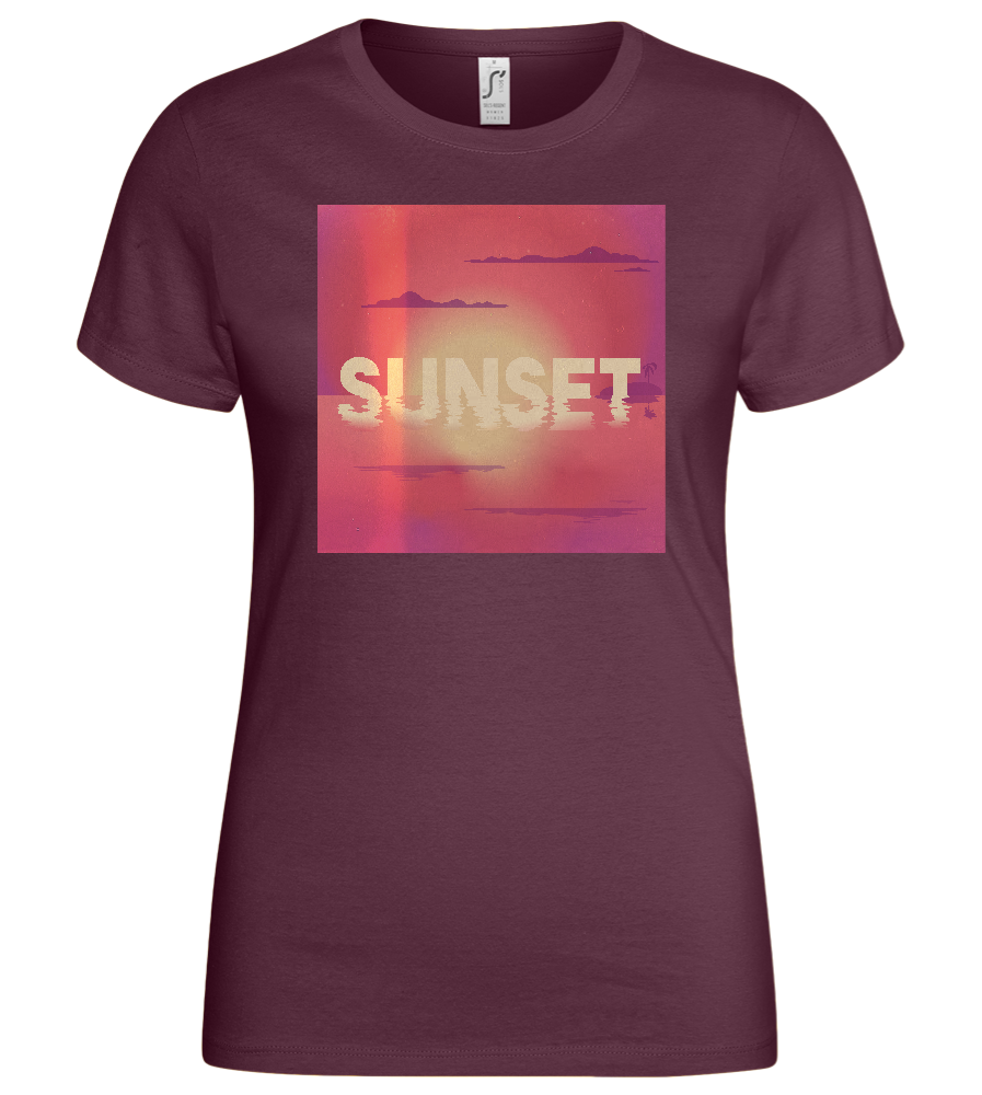 Sunset in Sea Design - Basic women's t-shirt_BORDEAUX_front