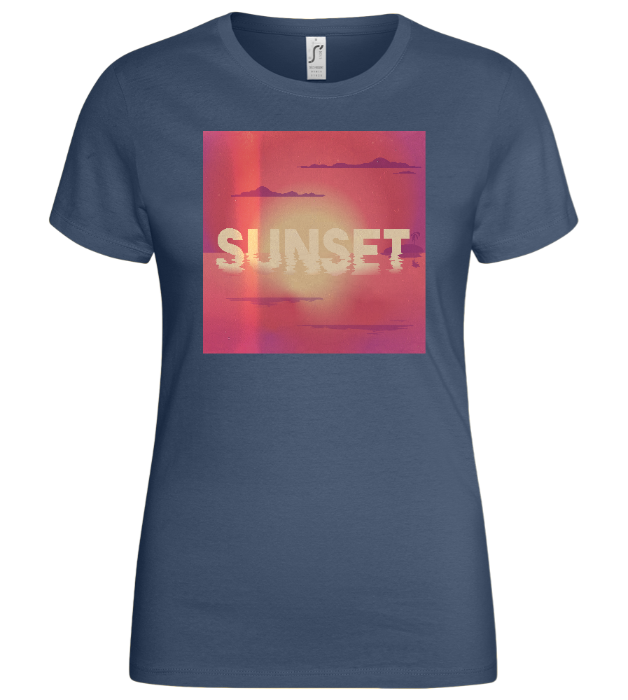 Sunset in Sea Design - Basic women's t-shirt_DENIM_front