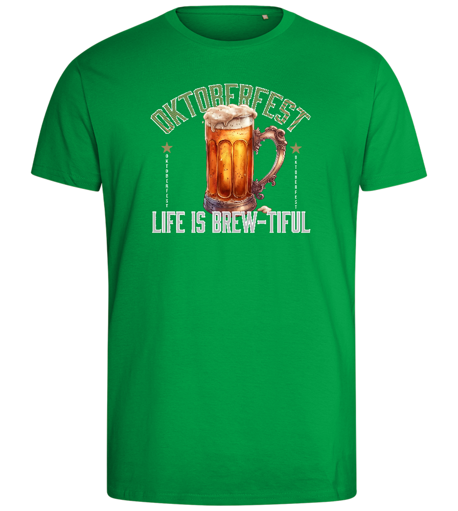 Life is Brew-tiful Design - Comfort men's fitted t-shirt_MEADOW GREEN_front